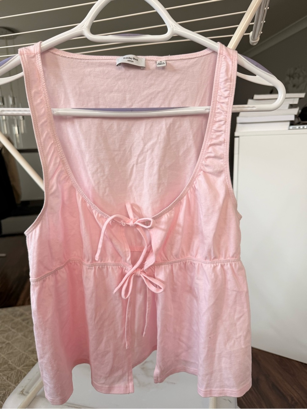 Aritzia Light Pink Tie-Front Sleeveless Tank